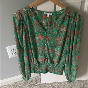 Green Floral Button-Up Blouse. Worn once